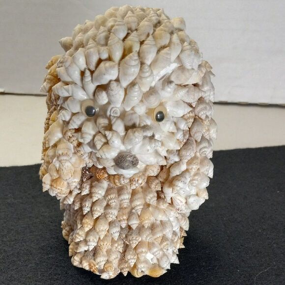 Vintage Seashell Puppy Figurine Cottagecore Kitsch Countrycore - Picture 1 of 7